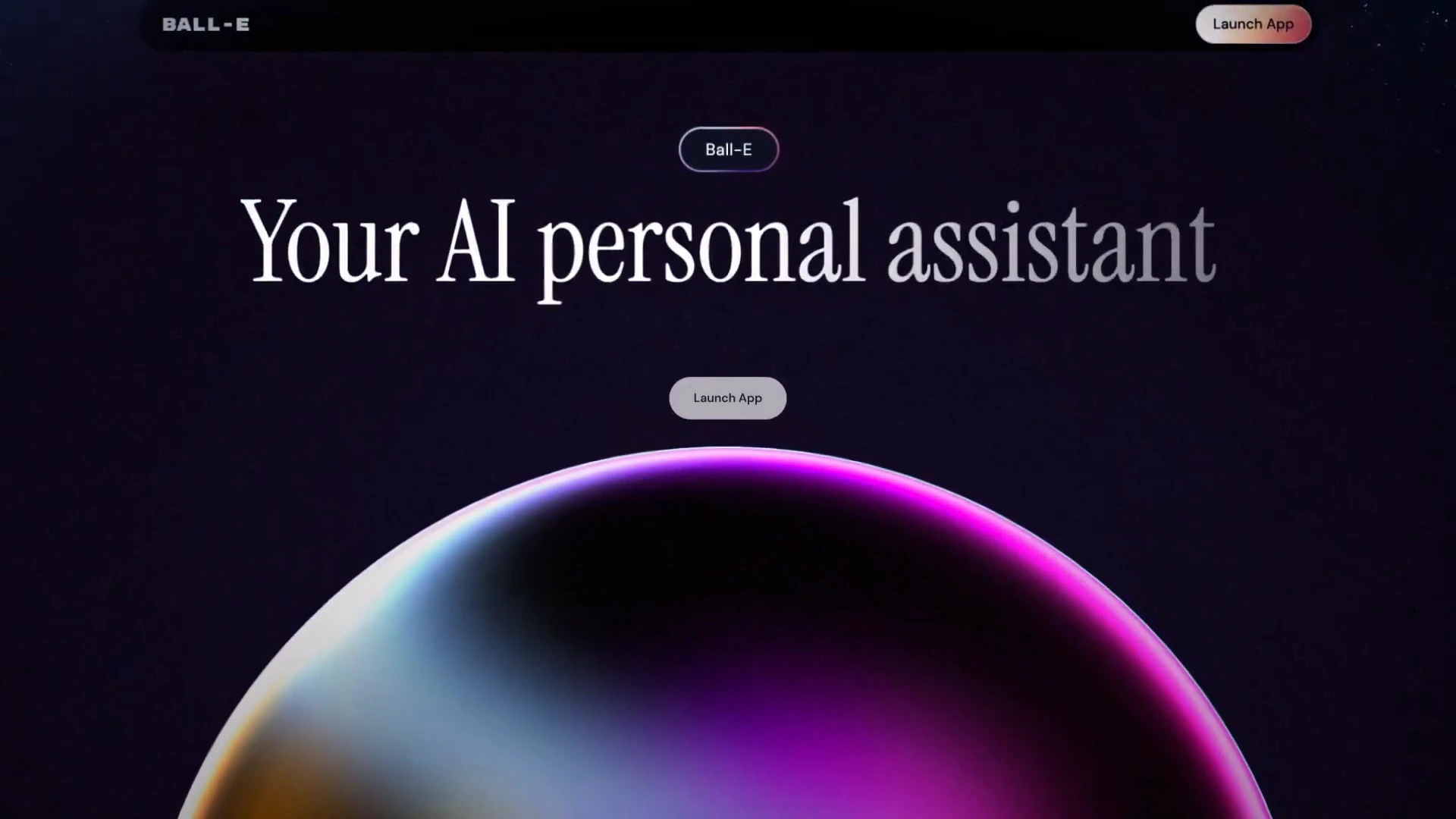 Ball-E landing page: your AI personal assistant