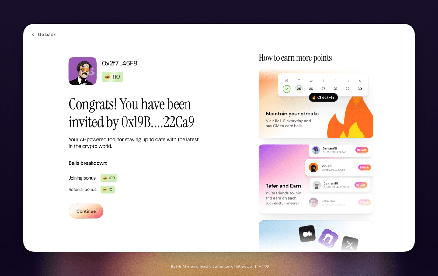 An invite accepted, with the ways to earn more points