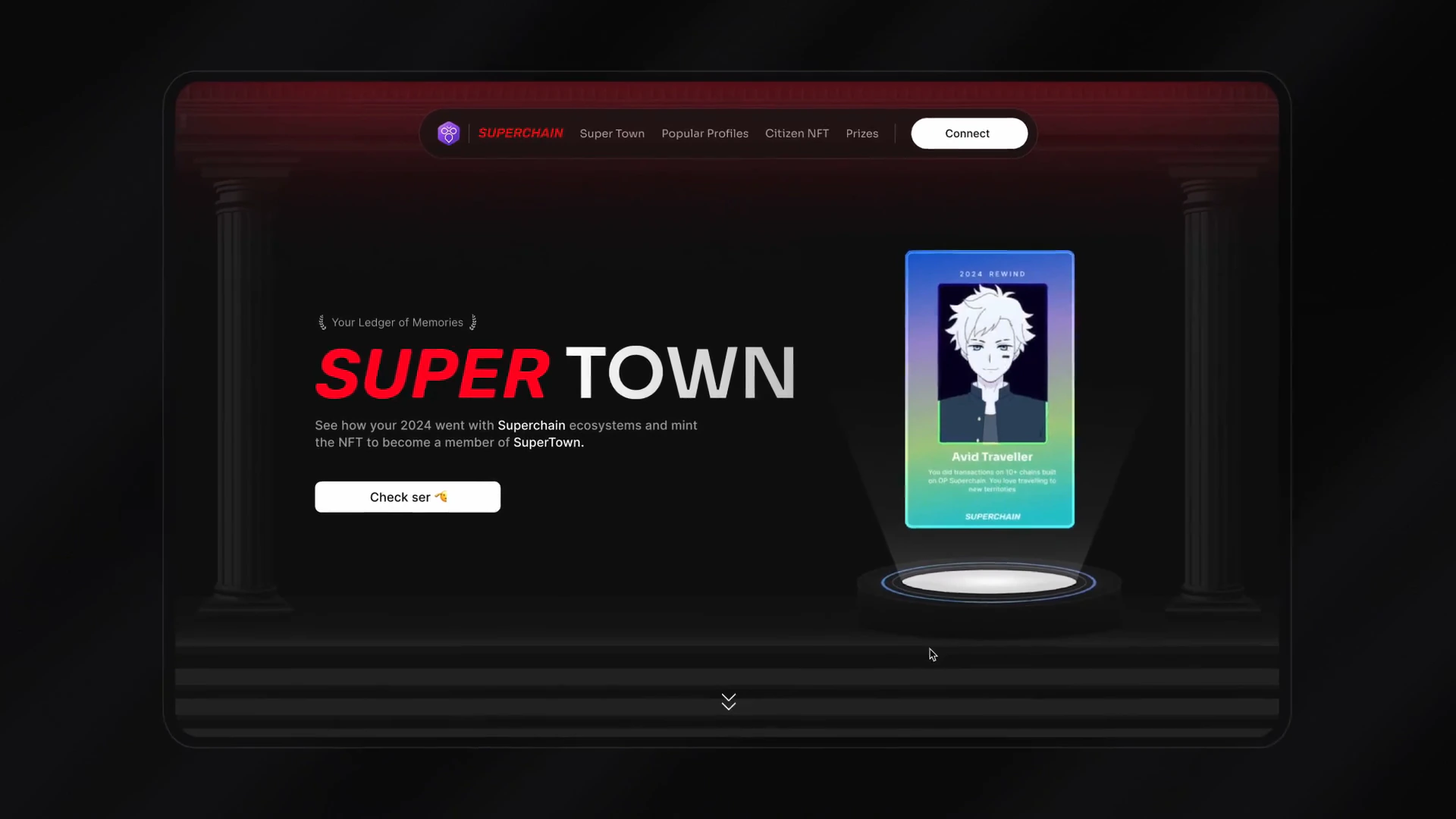 SuperTown campaign: profiles on a stage, ranked by the community